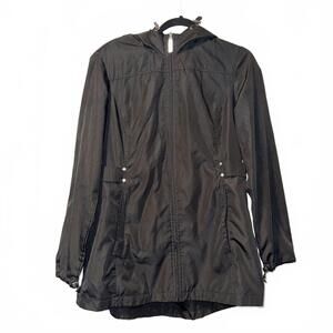 Jones New York Women's Rain Jacket Parka In A Pocket Windbreaker Size Large